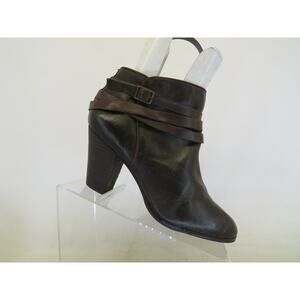 Arturo Chiang Womens Brown Leather Zip Buckle Ankle Boots Bootie Size 9.5 M